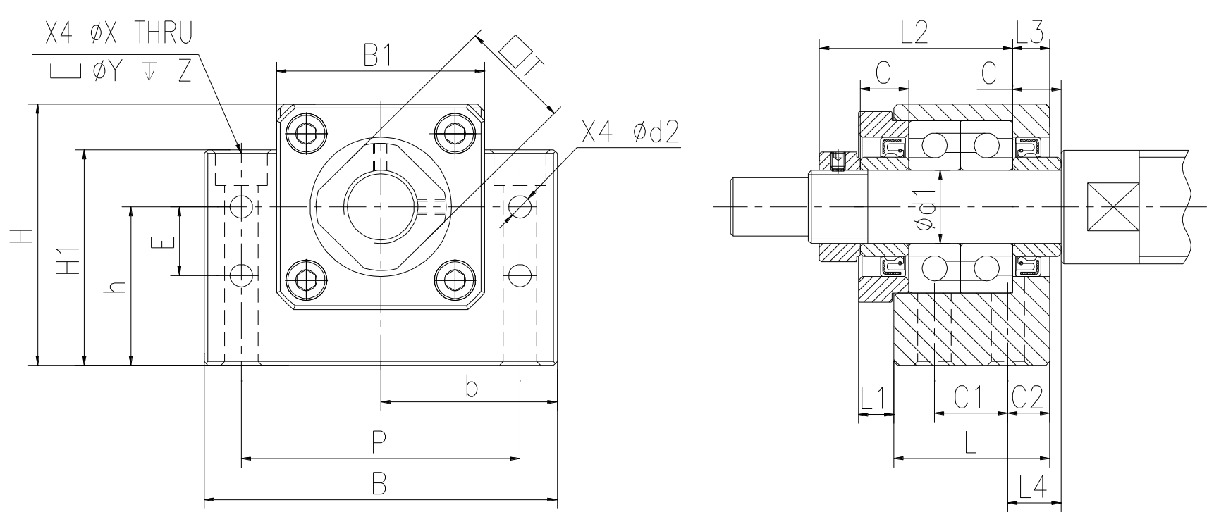 BK fixed-end dimensions and datums