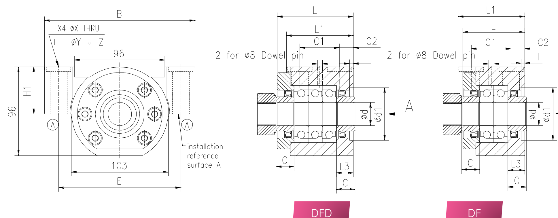 Support unit dimensions