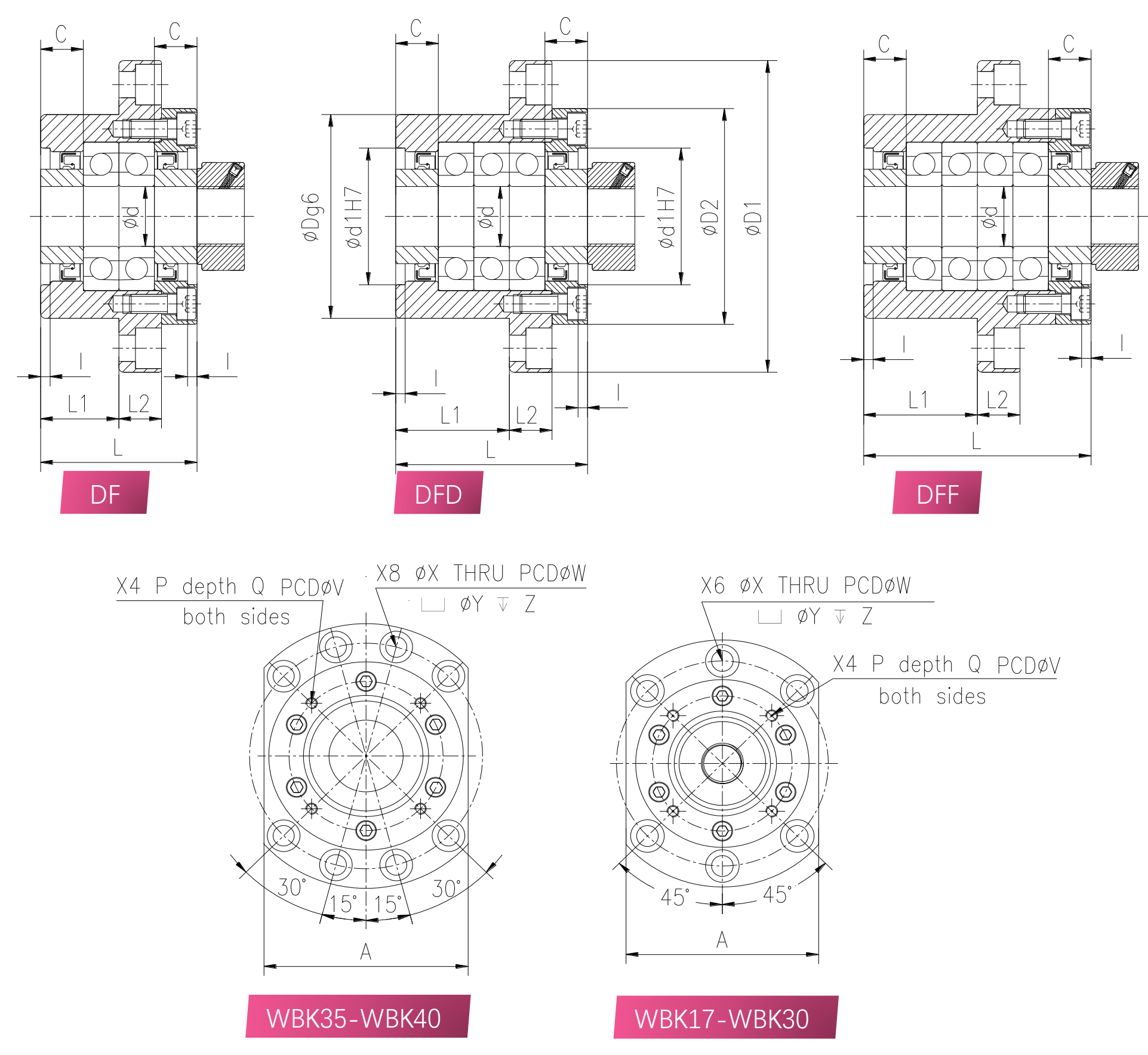 WBK DF DFD DFF heavy-duty arrangement drawings